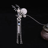 Chinese Classic Hairpin Fairy Floral Moon Tassels Dress Accessory