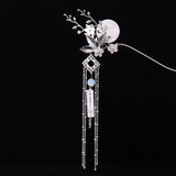Chinese Classic Hairpin Fairy Floral Moon Tassels Dress Accessory