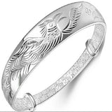 Chinese Classic Silver Phoenix Bangle Women Jewelry