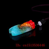 Chinese Jade Cicada Pendant Jadeite Necklace Charm Hand-Carved Amulet