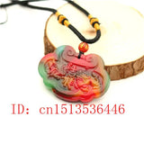 Chinese Jade Dragon Phoenix Pendant Jadeite Necklace Charm N02