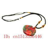 Chinese Jade Dragon Phoenix Pendant Jadeite Necklace Charm N02