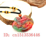 Chinese Jade Dragon Phoenix Pendant Jadeite Necklace Charm N02