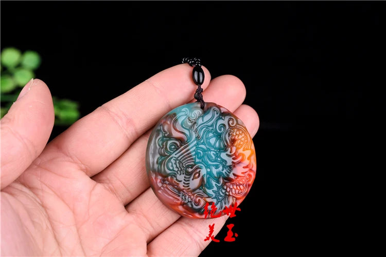 Chinese Jade Dragon Phoenix Pendant Necklace Charm for Her