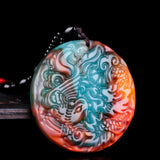 Chinese Jade Dragon Phoenix Pendant Necklace Charm for Her