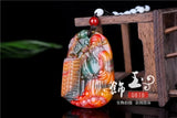 Chinese Colorful Jade Mammon Pendant Necklace Jewellery Hand-Carved