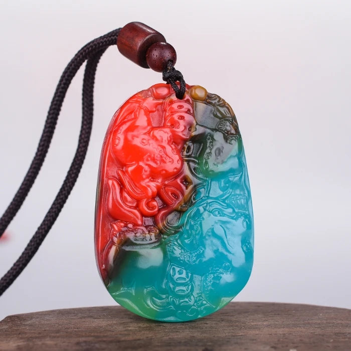 Colorful Jade Golden Toad Pendant Necklace Luck Amulet