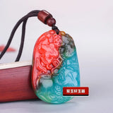 Colorful Jade Golden Toad Pendant Necklace Luck Amulet