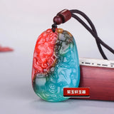 Colorful Jade Golden Toad Pendant Necklace Luck Amulet