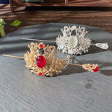 Chinese Double Dragon Hair Crown Hanfu Headdress And Silver