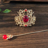 Chinese Double Dragon Hair Crown Hanfu Headdress And Silver