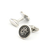 Chinese Dragon Cuff Links For Men Brass Silver Cufflinks