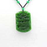 Chinese Dragon Green Jade Pendant Necklace Hand-Carved Charm Jewelry