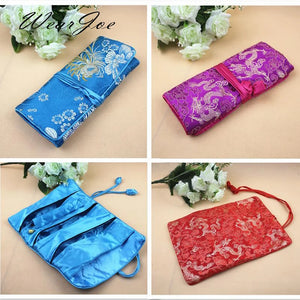 Chinese Embroidery Brocade Jewelry Storage Purse Bag Organizer Handbag