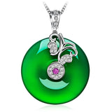 Chinese Style Green Pendant with Diamonds and Hetian Jade Necklace