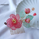 Chinese Flower Hair Combs Retro Headpieces for Women Girls Hanfu Dress