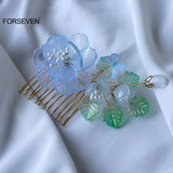 Chinese Flower Hair Combs Retro Headpieces for Women Girls Hanfu Dress