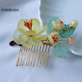 Chinese Flower Hair Combs Retro Headpieces for Women Girls Hanfu Dress