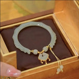 Chinese Lock Pendant Bamboo Bracelet for Women Beaded Charm Bracelet