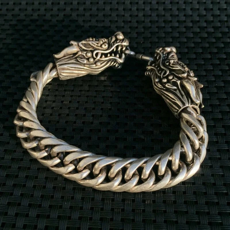 Chinese Tibetan Silver Carved Bracelet