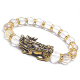FengShui Pixiu Crystal Beads Bracelet Wealth Amulet Bracelet Men Women 10mm