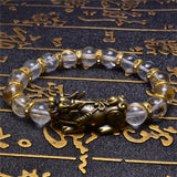 FengShui Pixiu Crystal Beads Bracelet Wealth Amulet Bracelet Men Women 10mm
