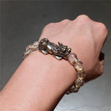 FengShui Pixiu Crystal Beads Bracelet Wealth Amulet Bracelet Men Women 10mm