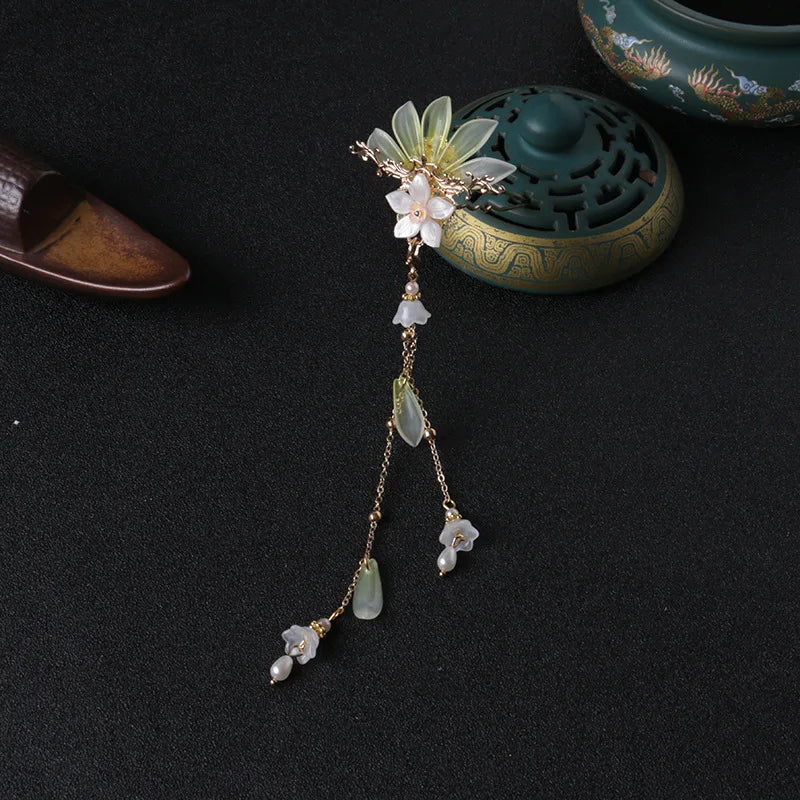 Chinese Hanfu Hairpin Hyacinth Retro Tassel Hair Ornaments