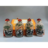 Hand-painted Panda Snuff Bottle - Chinese Glass Inner Painting