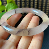 Chinese Golden Silk Jade Round Bar Bracelet Hand-Carved Woman Luck Amulet