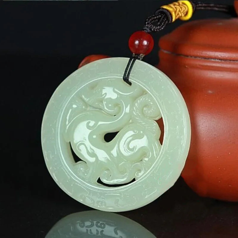 Chinese Green Jade Antique Dragon Pendant Lucky Amulet Exorcise Evil Spirits