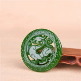 Chinese Green Jade Antique Dragon Pendant Lucky Amulet Exorcise Evil Spirits