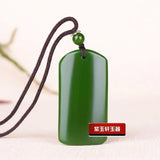 Chinese Green Jade Bamboo Pole Pendant Necklace Charm Jadeite Jewelry