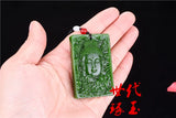 Green Jade Buddha Pendant Necklace Hand-Carved Amulet