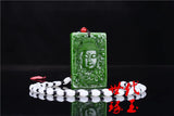 Green Jade Buddha Pendant Necklace Hand-Carved Amulet