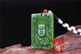 Green Jade Buddha Pendant Necklace Hand-Carved Amulet