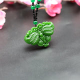 Chinese Green Jade Butterfly Pendant Necklace Natural Jadeite Hand-Carved Charm