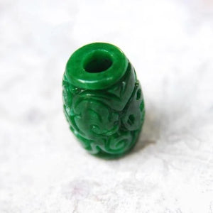 Chinese Green Jade Carving Beads Pendant Bracelet Natural Necklace Charm