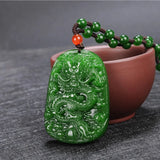 Chinese Green Jade Dragon Jade Pendant Jewelry Lucky Auspicious Amulet