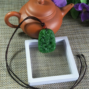 Chinese Green Jade Dragon Pendant Lucky Safety Amulet