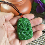 Chinese Green Jade Dragon Pendant Lucky Safety Amulet