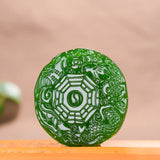 Chinese Green Jade Dragon Phoenix Pendant Necklace