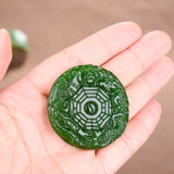 Chinese Green Jade Dragon Phoenix Pendant Necklace