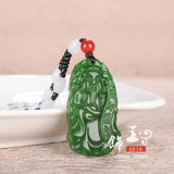 Chinese Green Jade God Wealth Pendant Necklace Charm Jewellery