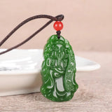 Chinese Green Jade God Wealth Pendant Necklace Charm Jewellery