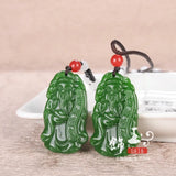 Chinese Green Jade God Wealth Pendant Necklace Charm Jewellery