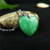 Chinese Green Jade Heart Pendant Necklace Hand-Carved Amulet