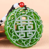 Chinese Green Jade Happy Pendant Necklace Charm Jewellery