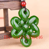 Chinese Green Jade Knot Hollow-out Pendant Necklace Charm Jewellery