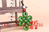 Chinese Green Jade Knot Hollow-out Pendant Necklace Charm Jewellery